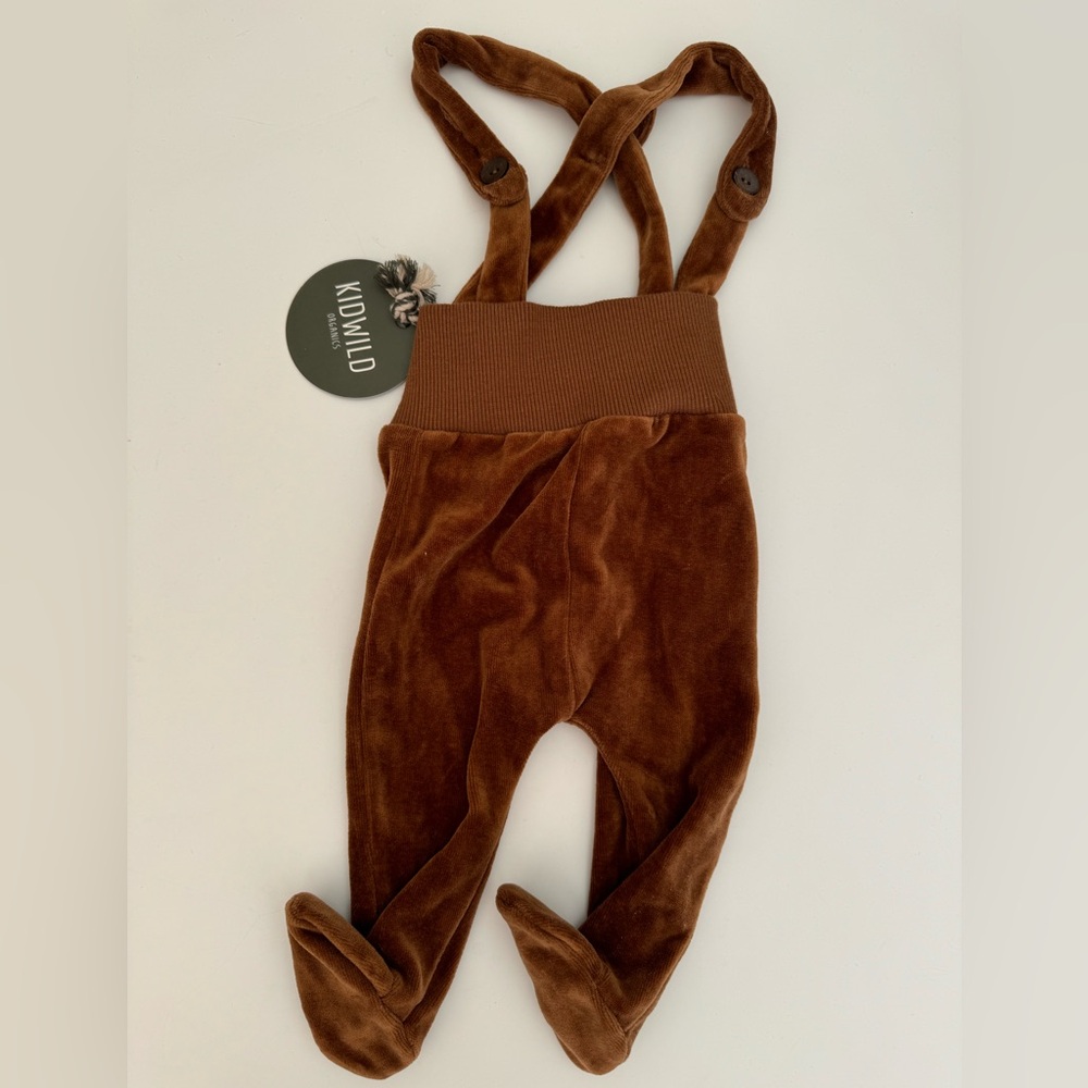 Brown cotton velour baby footie coveralls overalls newborn portraits 0-3 3m A3